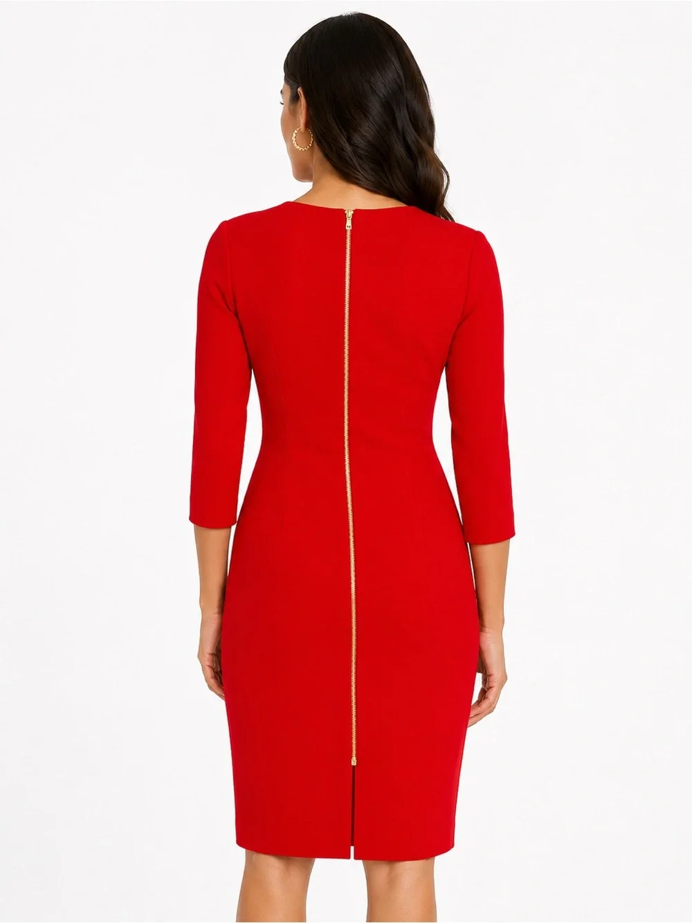 Bisou Bisou Red Midi Sheath Dress with Side Twist